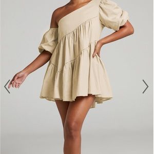 Showpo Harleen Mini Dress in Beige
